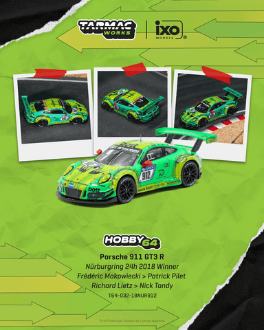 (Pre-Order) 1/64 Tarmac T64-032-18NUR912 Porsche 911 GT3 R Nürburgring 24h 2018 Winner Frédéric Makowiecki/ Patrick Pilet/ Richard Lietz/ Nick Tandy