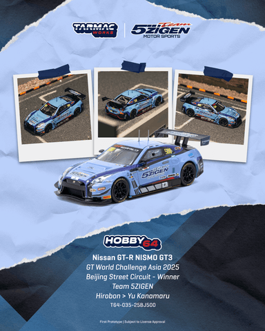 (Pre-Order) 1/64 Tarmac T64-035-25BJ500 Nissan GT-R Nismo GT3 GT World Challenge Asia 2025 Beijing Street Circuit - Winner Team 5ZIGEN Hirobon/ Yu Kanamaru