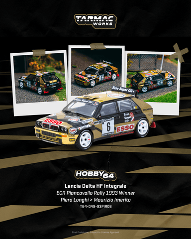 (Pre-Order) 1/64 Tarmac T64-049-93PIR06 Lancia Delta HF Integrale ECR Piancavallo Rally 1993 Winner Piero Longhi/ Maurizio Imerito