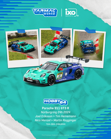 (Pre-Order) 1/64 Tarmac T64-084-24NUR44 Porsche 911 GT3 R Nürburgring 24h 2024 Joel Eriksson/ Tim Heinemann/ Nico Menzel/ Martin Ragginger