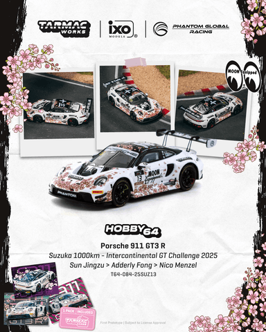 (Pre-Order) 1/64 Tarmac T64-084-25SUZ13 Porsche 911 GT3 R Suzuka 1000km - Intercontinental GT Challenge 2025 Phantom Global Racing Sun Jingzu/ Adderly Fong/ Nico Menzel