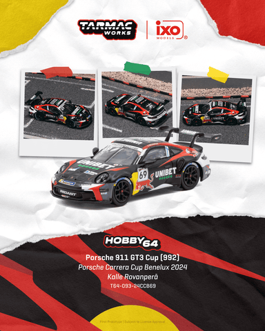 (Pre-Order) 1/64 Tarmac T64-093-24CCB69 Porsche 911 GT3 Cup (992) Porsche Carrera Cup Benelux 2024 Kalle Rovanperä