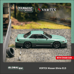 (Pre-Order) 1/64 Tarmac T64G-025-GR Vertex Nissan Silvia S13 Green/ Grey