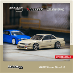(Pre-Order) 1/64 Tarmac T64G-025-WH Vertex Nissan Silvia S13 White/ Gold