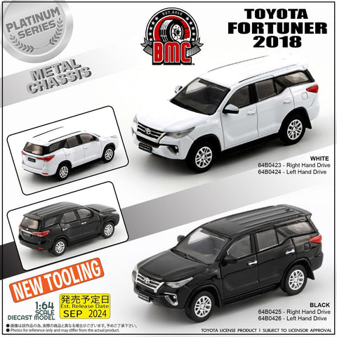 (Pre-Order) 1/64 BM Creations 64B0423 Toyota Fortuner 2018 White RHD