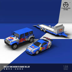 (Pre-Order) 1/64 Time Micro TMTSA80ZRBS Red Bull Car Hauler Trailer Set