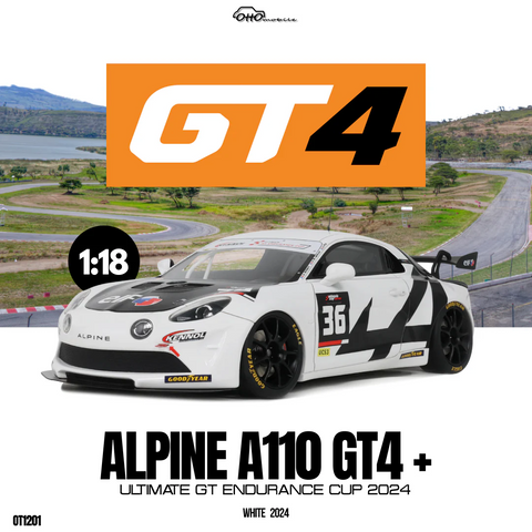 (Pre-Order) 1/18 OttOmobile OT1201 Alpine A110 GT4 + White Ultimate GT Endurance Cup 2024 White