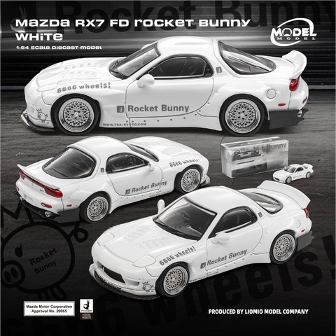 (Pre-Order) 1/64 Model Model MM64-RX7FDR-002 Mazda RX7 FD Rocket Bunny White
