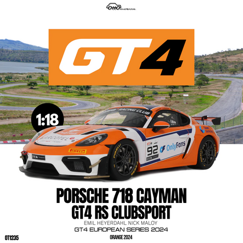 (Pre-Order) 1/18 OttOmobile OT1235 Porsche 718 Cayman GT4 RS Clubsport GT4 European Series 2024 Emil Heyerdahl/ Nick Maloy