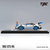(Pre-Order) 1/64 TPC TPCP992WBF Porsche 992 GT3 RS White w/ Blue Wheels & Figurine