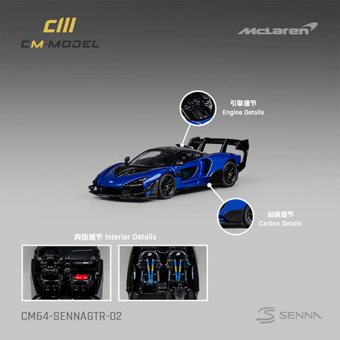 (Pre-Order) 1/64 CM Model CM64-SENNAGTR-02 McLaren Senna GTR Metallic Blue