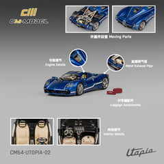 (Pre-Order) 1/64 CM Model CM64-UTOPIA-02 Pagani Utopia Metallic Blue