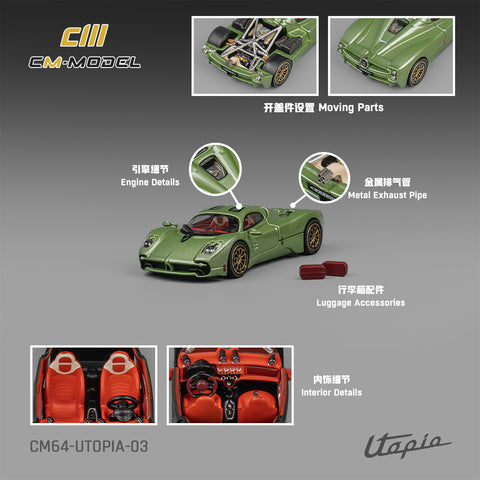 (Pre-Order) 1/64 CM Model CM64-UTOPIA-03 Pagani Utopia Metallic Green