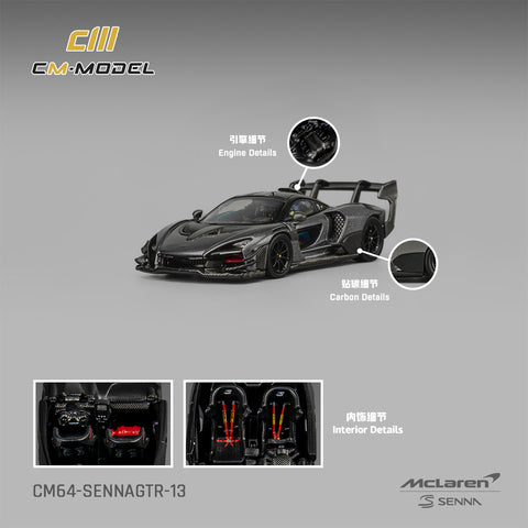 (Pre-Order) 1/64 CM Model CM64-SENNAGTR-13 McLaren Senna GTR Metallic Dark Gray
