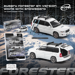 (Pre-Order) 1/64 Model Model MM64-SG9-003 Subaru Forester SG9 STI Version White w/ Snowboard