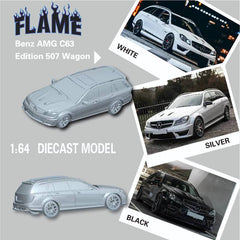 (Pre-Order) 1/64 Flame FMBC63WW Mercedes-Benz C63 AMG Edition 507 Wagon White