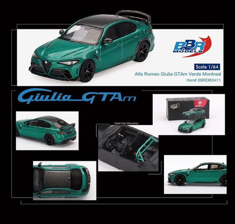 (Pre-Order) 1/64 BBR Models BBRDIE6411 Alfa Romeo Giulia GTAm Verde Montreal