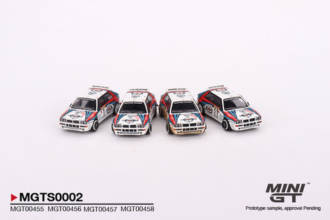 1/64 Mini GT MGTS0002 Lancia Delta HF Integrale Evoluzione 1992 Rally MonteCarlo Martini Racing 4 Cars Set