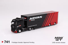 (Pre-Order) 1/64 Mini GT MGT00741-R Mercedes-Benz Actros w/ Racing Transporter "Advan" RHD