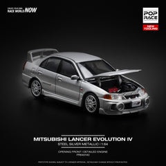 (Pre-Order) 1/64 Pop Race PR640140 Mitsubishi Lancer Evolution 4 Steel Silver