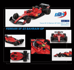 (Pre-Order) 1/64 BBR Models BBRFER64015 Ferrari SF23 #55 Carlos Sainz 2023 Bahrain GP