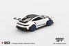 (Pre-Order) 1/64 Mini GT MGT00853-R Porsche 911 (992) GT3 RS Weissach Package White with Indigo Blue RHD