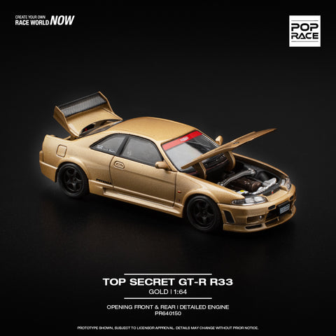 (Pre-Order) 1/64 Pop Race PR640150 Top Secret GT-R R33 Gold