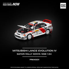 (Pre-Order) 1/64 Pop Race PR640231 Mitsubishi Lancer Evolution 4 Safari Rally Kenya 1998