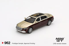 (Pre-Order) 1/64 Mini GT MGT00962-R Mercedes-Maybach S680 Gold/ Dark Red Metallic RHD