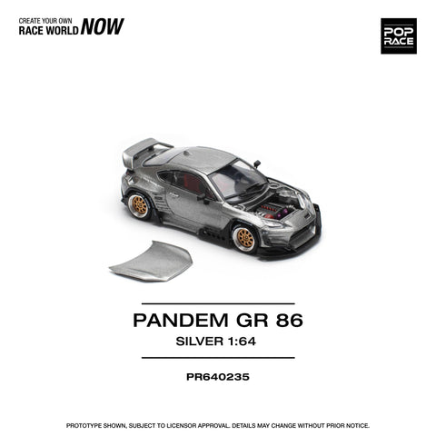 (Pre-Order) 1/64 Pop Race PR640235 Pandem GR86 Silver