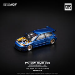 1/64 Pop Race PR640174 Pandem Civic EG6 Metallic Blue w/ Open Hood