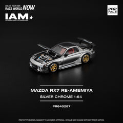 1/64 Pop Race PR640287 Mazda RX-7 Re-Amemiya Silver Chrome