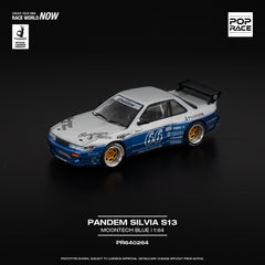 (Pre-Order) 1/64 Pop Race PR640264 Pandem Silvia S13 Moontech Blue