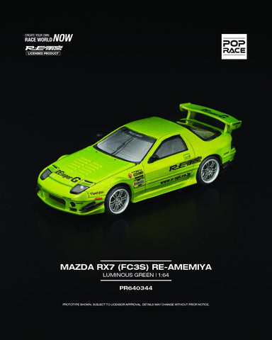 1/64 Pop Race PR640344 Mazda RX7 FC3S Re-Amemiya Luminous Green