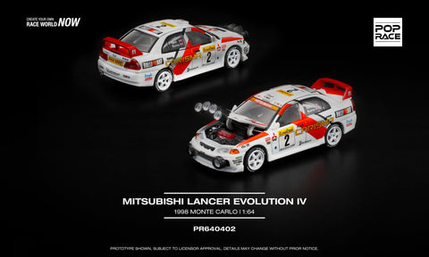 1/64 Pop Race PR640402 Mitsubishi Lancer Evolution 4 1998 Monte Carlo Rally