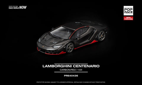(Pre-Order) 1/64 Pop Race PR640436 Lamborghini Centenario Carbon/ Red