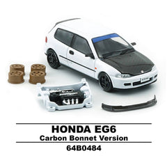 (Pre-Order) 1/64 BM Creations 64B0484 Honda EG6 White w/ Carbon Bonnet