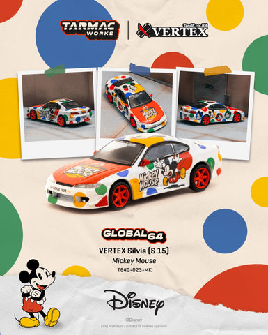 (Pre-Order) 1/64 Tarmac T64G-023-MK Vertex Silvia (S15) Mickey Mouse