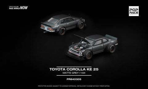 (Pre-Order) 1/64 Pop Race PR640305 Toyota Corolla KE25 Matte Grey