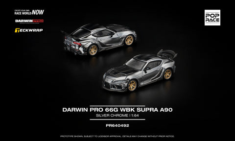 (Pre-Order) 1/64 Pop Race PR640492 Darwin Pro 66G WBK Supra A90 Silver Chrome
