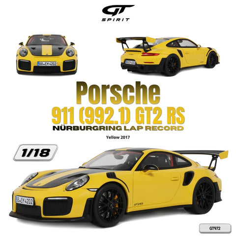 (Pre-Order) 1/18 GT Spirit GT972 Porsche 911 (992.1) GTS2 RS Nürburgring Lap Record 2017 Yellow