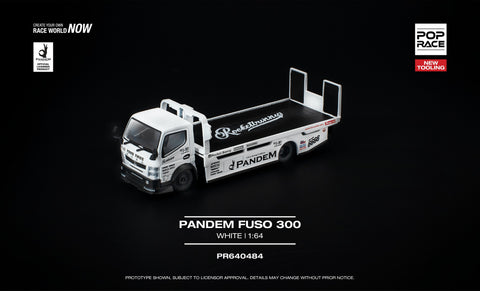 (Pre-Order) 1/64 Pop Race PR640484 Pandem Fuso 300 Flatbed Transporter White