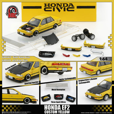 (Pre-Order) 1/64 BM Creations 64B0469 Honda Civic EF2 1991 Customer Yellow RHD