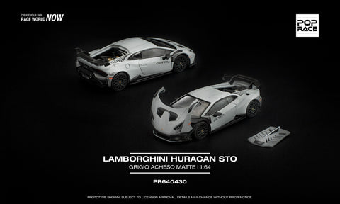 (Pre-Order) 1/64 Pop Race PR640430 Lamborghini Huracan STO Grigio Acheso Matte