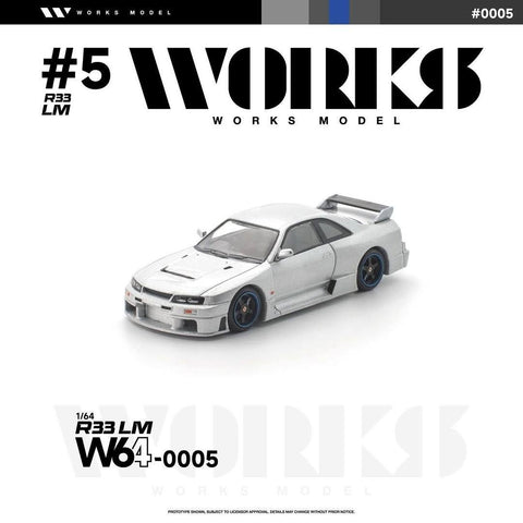 (Pre-Order) 1/64 Works Model W640005 Nissan Skyline GT-R R33 LM Silver
