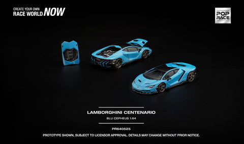 (Pre-Order) 1/64 Pop Race PR640525 Lamborghini Centenario Blu Cepheus