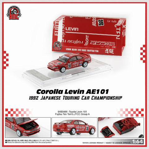 (Pre-Order) 1/64 BM Creations 64B0486 Toyota Levin AE101 Fujitsu Ten Tom's JTCC Group A