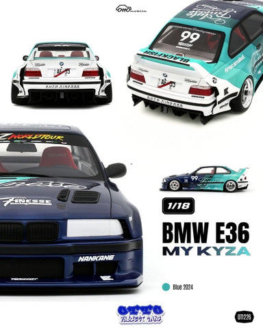 (Pre-Order) 1/18 OttOmobile OT1226 BMW E36 My Kyza 2024 Blue
