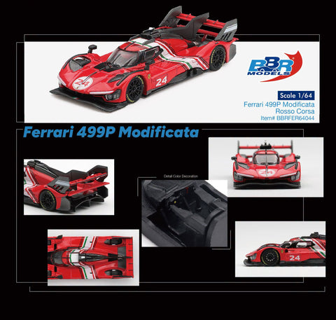(Pre-Order) 1/64 BBR Models BBRFER64044 Ferrari 499P Modificata Rosso Corsa