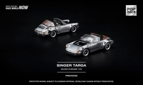 (Pre-Order) 1/64 Pop Race PR640526 Singer Targa Silver Chrome